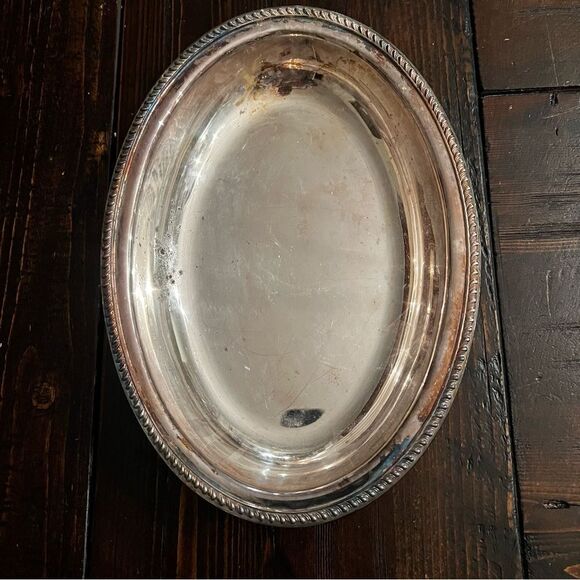 none Other - Silver Plate Vintage Oval Bowl
